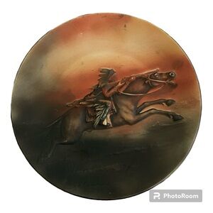 Noritake Native American on horseback hand painted hanging plaque